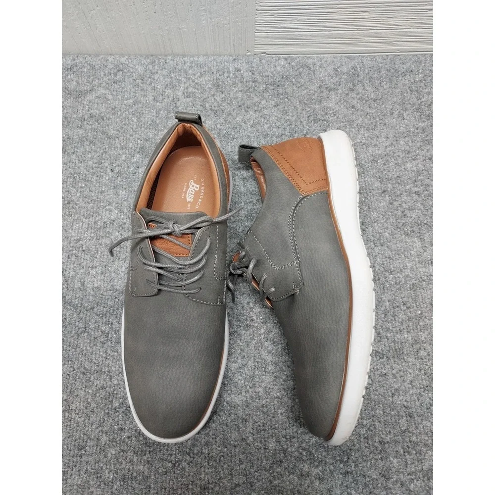Bass Men Oxford Shoe 8 Gray Faux Leather Lace Up Plain Toe Breathable Casual